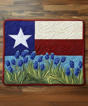Bluebonnet Quilted Table Placemat — Vibrant Handmade Cotton Farmhouse Table Decor for Spring & Everyday Use