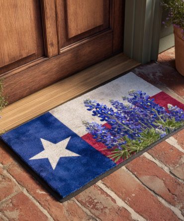 Bluebonnet Texas Farm Welcome Mat — Rustic Bluebonnet Coir Doormat, Indoor/Outdoor Front Door Rug With Non-Slip Backing, Farmhouse Texas Decor
