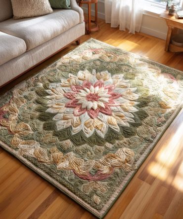 Blush Floral Accent Rug — Plush Low-Pile Living Room Rug, Machine-Washable & Non-Slip, Modern Boho Soft Area Runner With Easy Care