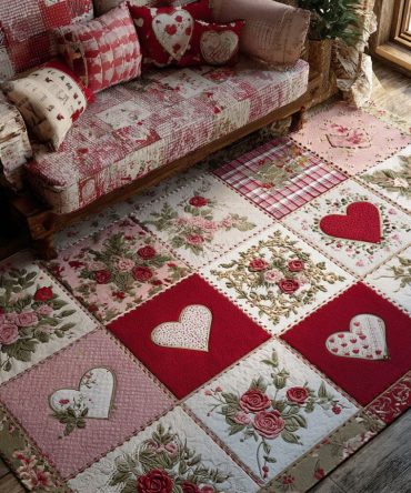Blush Garden Keepsake Rug — Vintage Floral Area Rug, Fade-Resistant & Stain-Resistant Low-Pile For Living Room, Bedroom, Nursery