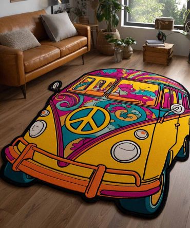 Boho Cruiser Custom-Shape Rug — Unique Freeform Area Rug, Low-Pile Indoor Accent, Durable Stain-Resistant Fiber & Customizable Layout For Trendy Homes