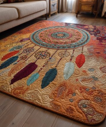 Boho Suncatcher Area Rug — Bright Bohemian Accent Rug With Sunburst Motif, Low-Pile, Stain-Resistant & Soft For Living Rooms And Patios