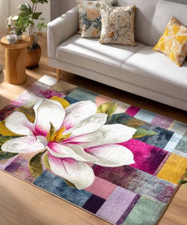 Bold Blossom Statement Rug — Vibrant Floral Area Rug With High-Contrast Pattern, Durable Low-Pile Weave, Fade-Resistant & Easy-Clean For Impactful Décor