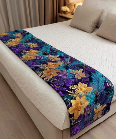Bold Petals Quilted Bed Scarf — Vibrant Floral Quilted Runner To Transform Bedrooms With Statement Color, Lightweight & Machine Washable
