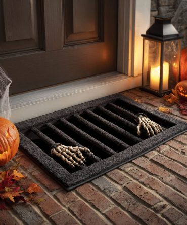 Bone Lure Gothic Doormat — Skeleton & Bone Themed Halloween Entrance Rug, Heavy-Duty Outdoor/Indoor Non-Slip Welcome Mat