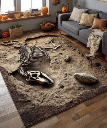 Bones Abyss Dark Rug — Deep-Toned Statement Area Rug With Textured Pattern, Durable & Fade-Resistant Low-Pile For Dramatic Living Spaces