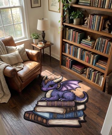 Book Guardian Custom Shape Rug — Unique Literary Accent For Libraries & Kids Rooms, Low-Pile Durable Mat, Custom Sizes, Non-Slip