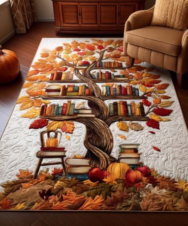 Book Haven Area Rug — Cozy Booklover Accent Rug For Living Rooms & Reading Nooks, Soft Low-Pile, Fade-Resistant Print, Easy Care