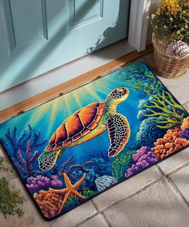 Breezeshell Nautical Doormat — Decorative Seaside Coir Entrance Mat, Durable Weatherproof Design, Slip-Resistant Rubber Backing