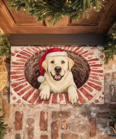 Brick Pattern Lab Doormat: Stylish Brick-Style Coir Welcome Mat With Labrador Silhouette, Durable & Slip-Resistant Backing For Entryways