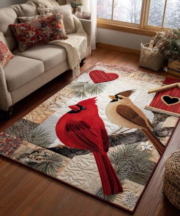 Bright Cardinal Area Rug — Vibrant Bird-Themed Accent Rug, Fade-Resistant Print, Soft Low-Pile, Perfect For Living Rooms & Sunrooms