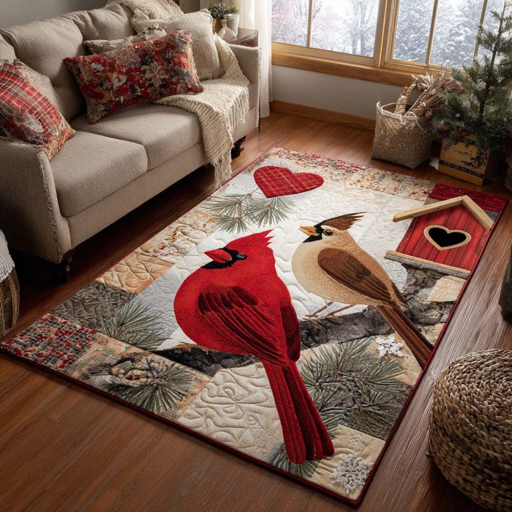 Bright Cardinal Area Rug — Vibrant Bird-Themed Accent Rug, Fade-Resistant Print, Soft Low-Pile, Perfect For Living Rooms & Sunrooms