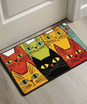 Bright Cats Colorful Welcome Mat — Vibrant Cat Front Door Doormat, Fade-Resistant Outdoor/Indoor Non-Slip Rug, Playful Pet Lover Entry Decor