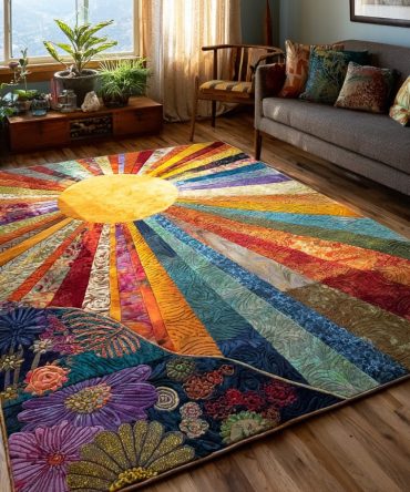 Bright Harmony Area Rug — Colorful Contemporary Accent Rug For Modern Living Rooms & Offices, Low-Pile Comfort, Fade-Resistant Print