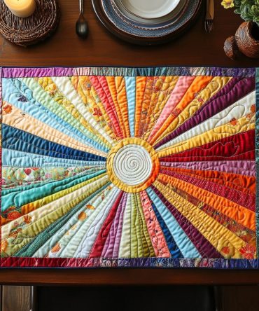 Bright Horizons Table Quilted Placemat — Premium Cotton Patchwork Dining Mat For Colorful Breakfast, Lunch & Holiday Tables