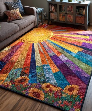 Bright Meadow Area Rug — Cheerful Floral Meadow Accent Rug, Soft Low-Pile, Fade-Resistant Colors, Great For Living Rooms & Kids’ Spaces