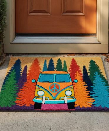 Bright Spirit Vibrant Welcome Mat — Colorful Indoor/Outdoor Coir Doormat With Bold Abstract Design, Durable & Fade-Resistant