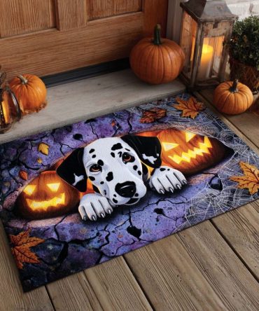 Broken Ground Dalmatian Doormat - Bold Black & White Coir Welcome Mat With Paw Motif, Durable Non-Slip Rug For Front Door & Porch