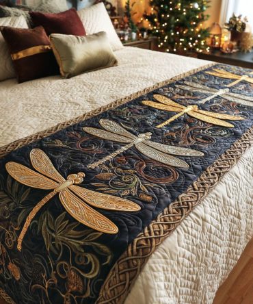 Bronze Whisper Quilted Bed Runner — Warm Metallic-Tone Decorative Runner, Reversible Cotton-Blend Accent For King & Queen Beds