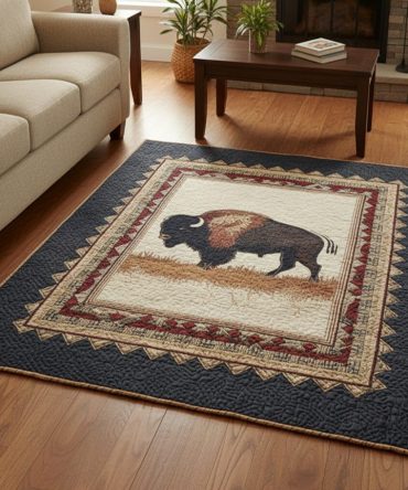 Buffalo Plains Southwestern Area Rug — Rustic Geometric Accent Rug For Living Room, Den, Lodge Decor, Durable & Low-Maintenance