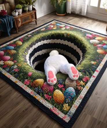 Bunny Burrow Escape Illustrated Area Rug — Whimsical Kids Room Rug With Storybook Design, Soft, Durable & Easy-Maintain For Play Areas