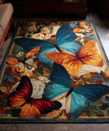 Butterfly Bloom Kids Area Rug — Vibrant Floral & Butterfly Nursery Accent, Soft Low-Pile Polyester, Non-Slip Playroom Floor Mat