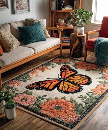 Butterfly Whisper Nursery Rug — Soft Serene Kids Area Rug With Subtle Butterfly Motif, Low-Pile Comfort, Non-Slip For Toddler Rooms