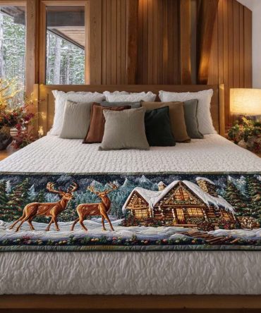 Heartbeat Calm Quilted Bed Runner - Soothing Rustic Bedding Accent With Warm Quilting, Ideal For Tranquil Lodge, Cabin Or Farmhouse Bedrooms