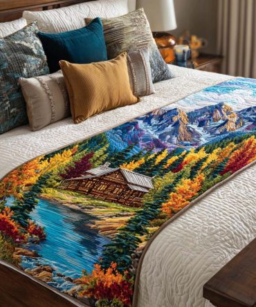 Mountain Air Quilted Bed Runner - Alpine-Inspired Cabin Accent With Fresh Neutrals, Quilted Texture For Cozy Retreats & Lodge Bedrooms