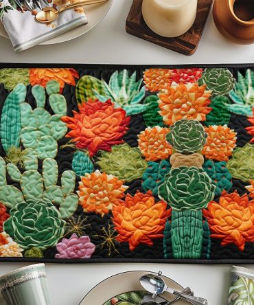 Cactus Haven Quilted Table Placemat — Vibrant Cactus Print Cotton Placemat for Kitchen & Dining, Durable, Machine-Washable