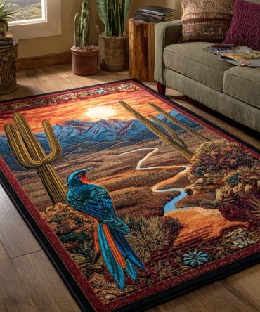 Cactus Trail Modern Area Rug — Durable Southwestern Runner & Accent Rug For Hallways, Entryways, Living Rooms With Bold Cactus Motif