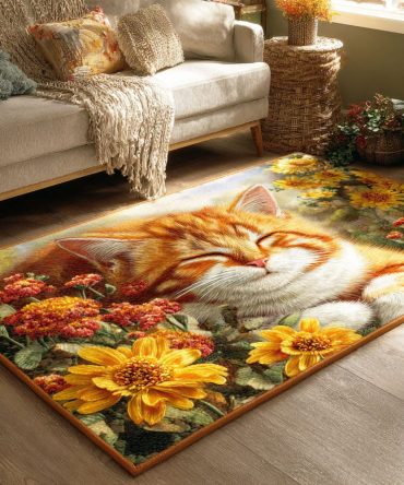 Calm Cat Rest Plush Area Rug — Cozy Soft Low-Pile Kids Rug & Pet-Friendly Accent For Nursery, Playroom, Living Room, Machine-Washable