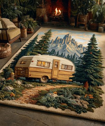 Camp Haven Textured Area Rug — Warm, Earthy Accent Rug For Living Rooms & Bedrooms, Low-Pile Durable Design With Nature-Inspired Palette