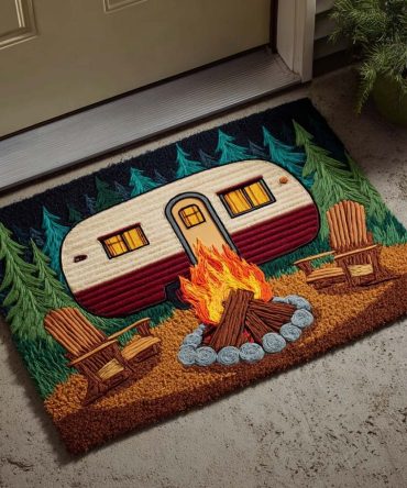Vintage Camper Welcome Mat — Retro Rv Front Door Doormat For Campers & Outdoorsy Homes, Durable Coir & Slip-Resistant Backing