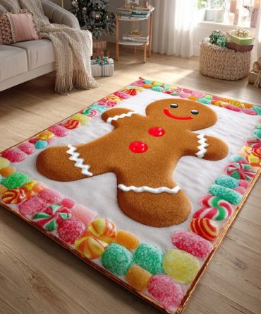 Candy Ginger Man Runway Play Rug — Festive Kids Runner & Activity Rug With Fun Pattern, Soft Low-Pile For Hallways, Playrooms & Parties