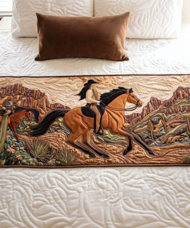 Canyon Dust Quilted Bed Runner — Desert Neutrals, Textured Quilt Accent For Boho & Southwestern Bedrooms, Machine Washable