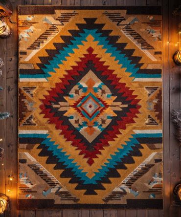 Sunrise Chevron Area Rug — Vibrant Chevron Pattern In Canyon Hues, Low-Pile Durable Rug For Living Room, Bedroom & Trendy Layered Looks