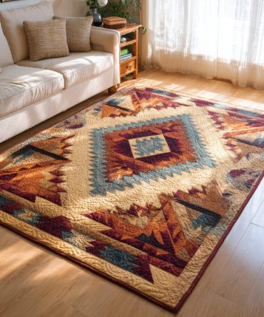 Canyon Sunset Gradient Area Rug — Warm Ombre Colors, Soft Low-Pile Rug For Cozy Living Rooms, Bedrooms & Modern Boho Interiors, Easy-Care Finish