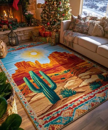 Vista Glow Abstract Canyon Rug — Subtle Glow Tones & Modern Abstract Pattern, Low-Pile Rug For Living Room, Bedroom & Office, Easy-Care Durable Finish