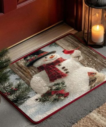 Cardinal Joy Winter Doormat — Red Cardinal Holiday Welcome Rug, Seasonal Bird Design For Porch Or Foyer, Durable Weatherproof & Non-Slip Mat