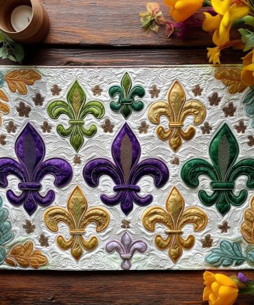 Vibrant Carnival Crest Quilted Placemat - Colorful Patchwork Table Mat for Everyday Dining & Parties, Stain-Resistant Cotton Blend