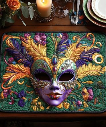 Carnival Glow Quilted Dining Placemat — Colorful Party Table Mat with Durable Quilting, Easy-Care, Non-Slip Backing for Entertaining