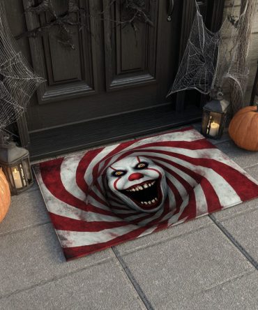 Carnival Horror Halloween Doormat — Creepy Clown Carnival Welcome Mat, Heavy-Duty Outdoor/Indoor, Non-Slip, Fade-Resistant Porch Fright Decor
