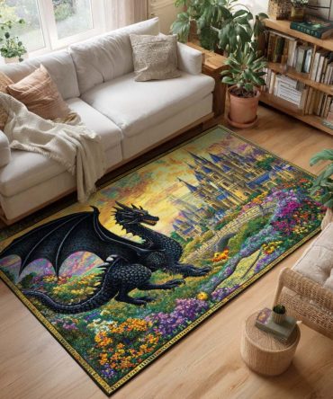 Castle Guard Medieval Area Rug — Heraldic Shield & Crest Design For Entryway, Durable Low-Pile Hallway Runner Rug, Stain-Resistant Accent