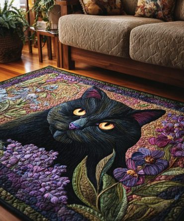 Cat Gaze Minimalist Area Rug — Sleek Monochrome Cat Silhouette For Modern Interiors, Low-Pile Durable Accent Rug, Pet-Friendly & Easy Care