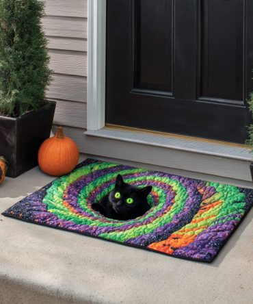 Mystic Cat Portal Welcome Mat — Whimsical Cat Entryway Rug, Indoor/Outdoor Decorative Door Mat, Durable Non-Slip Fantasy Design