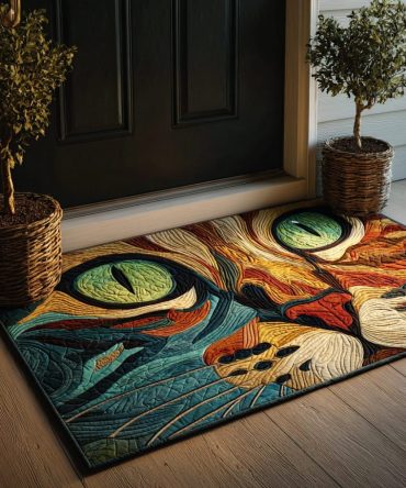Cat Vision Retro Welcome Mat — Bold Graphic Cat Doormat For Stylish Homes, Durable Surface, Weather-Ready & Non-Skid Backing