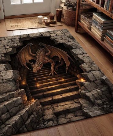 Cave Sentinel Luxury Area Rug — Timeless Guardian Design, High-Quality Low-Pile Rug For Hallways, Living Rooms, And Offices