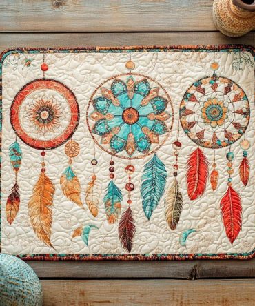 Celestial Catcher Quilted Placemat — Starry Pattern Quilted Table Mat, Protective Heat-Resistant Surface, Machine-Washable & Non-Slip