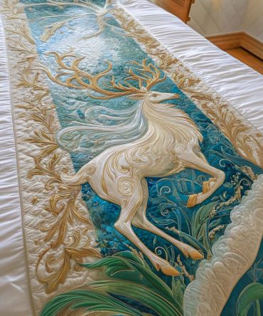 Elegant Celestial Quilted Bed Runner — Starry Decorative Bed Scarf For King & Queen, Lightweight Luxury Bedding Accent